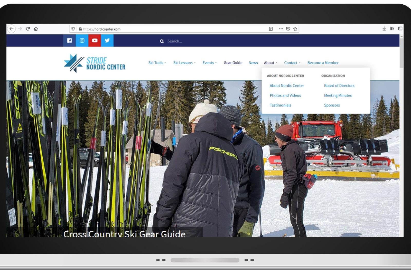 An example of a multi-column mega menu that powers the Nordic Center's website template.
